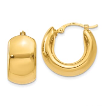 14k Yellow Gold 11/16" Wide Puffed Hoop Earrings