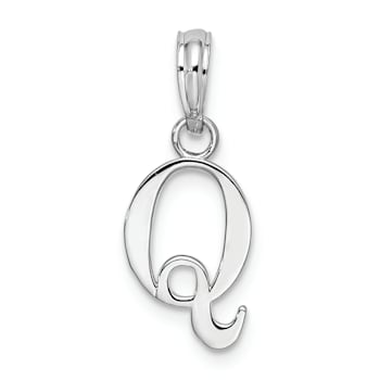 Sterling Silver Polished Block Initial -Q- Pendant