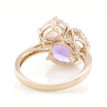 Amethyst, Morganite And White Zircon Ring In 18K Rose Gold Over Sterling
Silver 3.97ctw