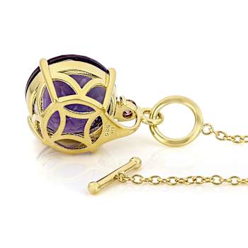 Amethyst And Lab-Created Moissanite Toggle Necklace In 18K Gold Over
Sterling Silver 7.09ctw