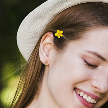 Children's Paw Stud Earrings in 18K Rose Gold Over Sterling Silver