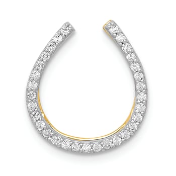 14K Two-tone Gold Diamond Horseshoe Chain Slide Pendant