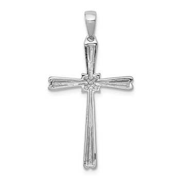 Rhodium Over 14k White Gold Diamond Cross Pendant