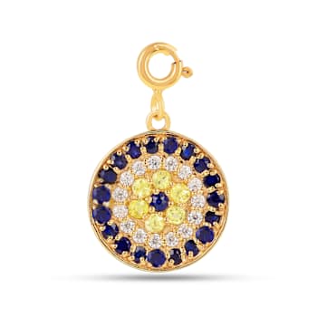 Lab Created Multi-color Sapphire 18k Yellow Gold Over Sterling Silver
Evil Eye Pave Charm