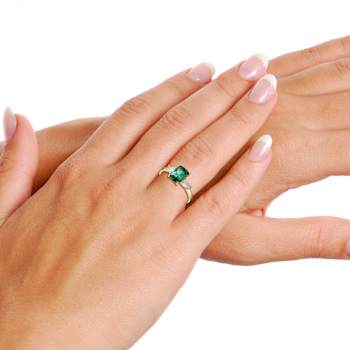 Emerald Color CZ Three-Stone Engagement-Style Ring In 14K Gold Over
Sterling Silver