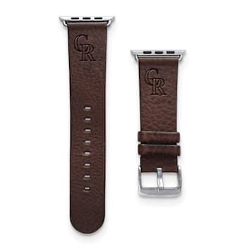 Gametime MLB Colorado Rockies Brown Leather Apple Watch Band (38/40mm
S/M). Watch not included.