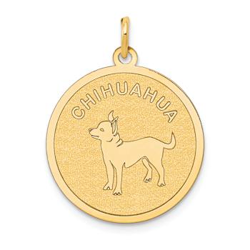 14k Yellow Gold Satin Chihuahua Disc Charm
