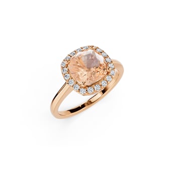 14K Rose Gold Morganite and Diamond Ring 1.38 ctw