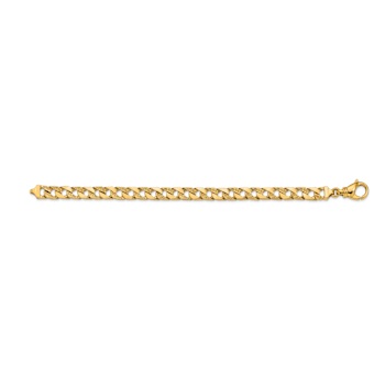 14k Yellow Gold 7.5mm Hand-polished and Textured Fancy Link Bracelet