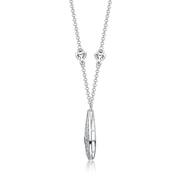Teardrop CZ Drop Necklace In Sterling Silver