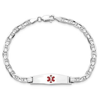 Rhodium Over 14k White Gold Medical Soft Diamond Shape Red Enamel
Mariner Link ID Bracelet