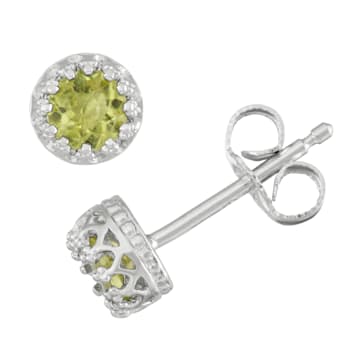 Round Peridot Sterling Silver Childrens Stud Earrings 0.46ctw