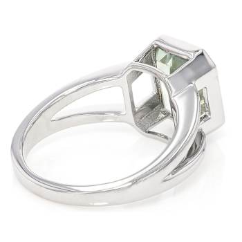 Green Prasiolite Octagon Ring In Sterling Silver