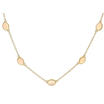Opal Station Necklace In 18K Gold Over Sterling Silver 3.21ctw
