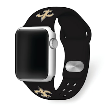 Gametime New Orleans Saints Black Silicone Band fits Apple Watch
(38/40mm M/L). Watch not included.