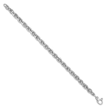 Rhodium Over 14k White Gold 6mm Polished 3D Fancy Link Bracelet