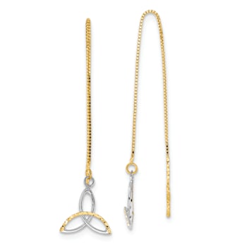 14k Yellow Gold and Rhodium Over 14k Yellow Gold Diamond-Cut Box Chain
Celtic Knot Threader Earrings