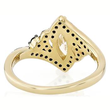 Diamond Simulant Marquise And Black Spinel Ring In 18K Gold Over
Sterling Silver 1.81ctw