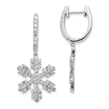 14K White Gold Diamond Snowflake Earrings