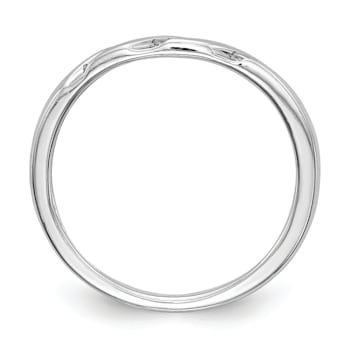 Rhodium Over 14K White Gold Diamond Trio Ladies Wedding Band 0.05ctw