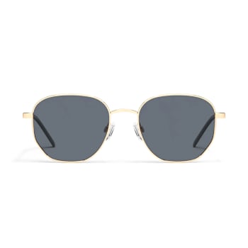 Quay Big Time Gold Round Frame / Smoke Polarized Lenses Sunglasses