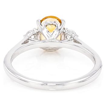CitrIne And Lab-Grown Diamond Three-Stone Ring In Sterling Silver