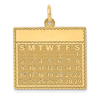 14k Yellow Gold Satin Saturday the First Day Calendar Pendant