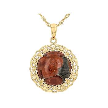 Peanut Obsidian Round Solitaire Pendant Necklace In 18K Gold Over
Sterling Silver 16mm
