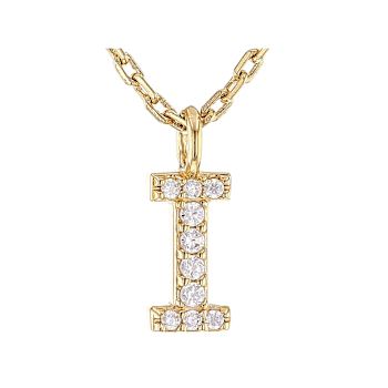 CZ Initial I Station Necklace In 18K Gold Over Sterling Silver 0.06ctw