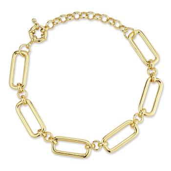 Rachel Zoe Open Rectangular Link Bracelet in 14K Gold Over Brass