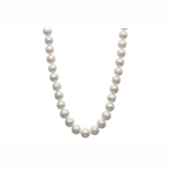 White Cultured Freshwater Pearl Rhodium Over Sterling Silver 17.5 Inch
Strand Necklace