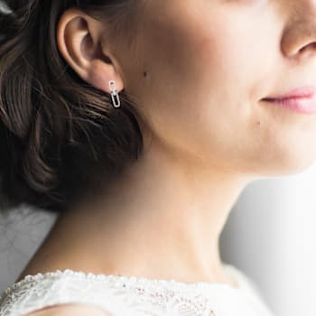 Rhodium Over Sterling Silver Lab Grown Diamond VS Drop Earrings