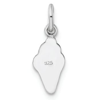 Rhodium Over Sterling Silver Enameled Ice Cream Cone Children's Pendant