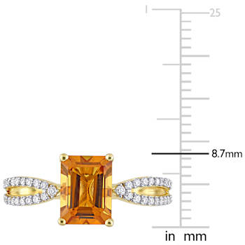 Madeira Citrine and Diamond 14K Yellow Gold Ring 1.7ctw