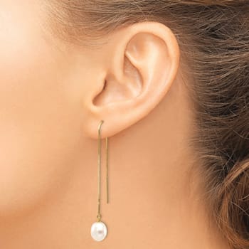 14K Yellow Gold 7-8mm White Rice Freshwater Cultured Pearl Box Chain
Threader Earrings