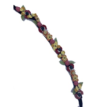 Prada Collane Pelle Tu Nero Black Vernice Garden Flower Belt