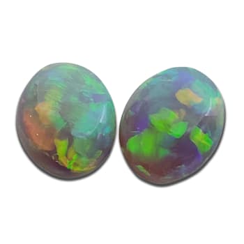 Lightning Ridge Crystal Opal 10x8mm Oval Cabochon Pair 4.49ctw