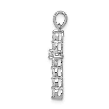 Rhodium Over 10k White Gold 0.50 ctw Diamond Cross Pendant
