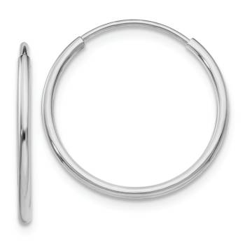 Rhodium Over 14k White Gold Polished 13/16" Endless Tube Hoop Earrings