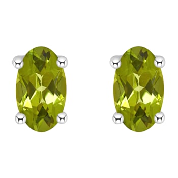 5x3mm Oval Peridot 14k White Gold Stud Earrings