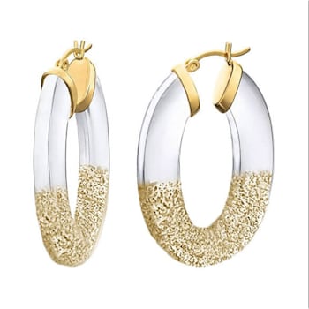 14K Yellow Gold Over Sterling Silver Flat Oval Hoops in Gold Color
Glitter and Clear