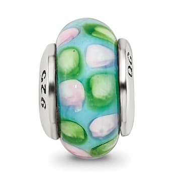 Sterling Silver Blue Hand-blown Glass Bead