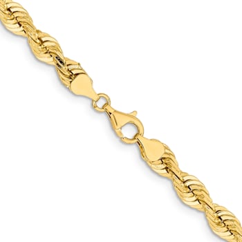 14k Yellow Gold 7mm Diamond-Cut Solid Quadruple Rope 30 Inch Chain