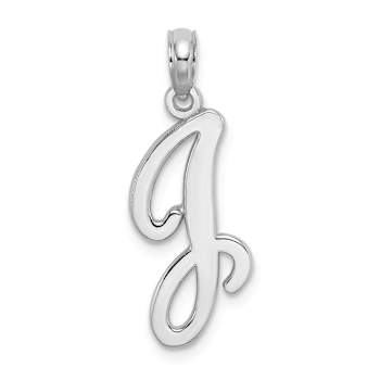 Rhodium Over 14k White Gold Polished Script Letter J Initial Pendant