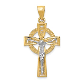 14K Yellow and White Gold Iona Crucifix Pendant