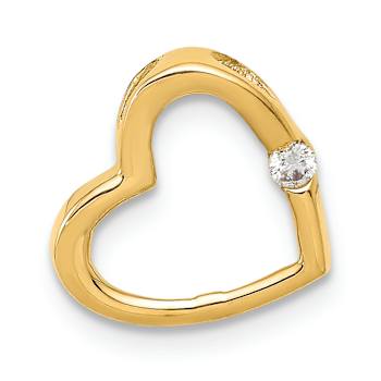 14k Yellow Gold Diamond Heart Chain Slide Pendant
