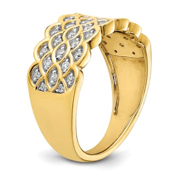 14K Yellow Gold Pave Diamond Wedding Band 0.24ctw