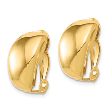 14k Yellow Gold Polished Omega Clip Non-pierced Button Earrings