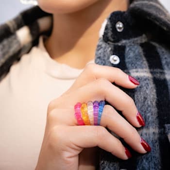 Acrylic Bamboo Ring in Pink
