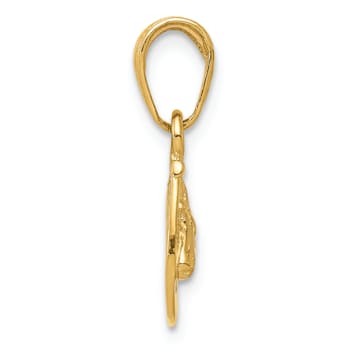 14K Yellow Gold Horseshoe with Horse Head Pendant